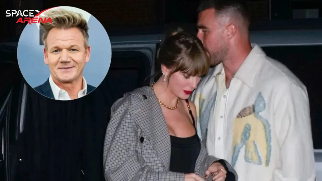 Gordon Ramsay had to kick Travis Kelce and Taylor Swift, two “sloppy drunks,” out of Hell’s Kitchen in Las Vegas.